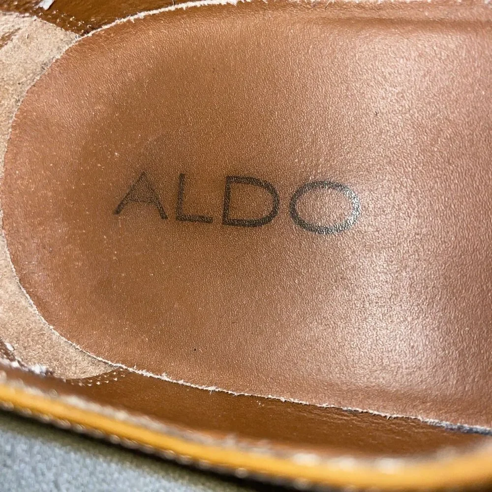 Aldo Men’s Double Monk Dress Shoes Size 43 U.S. 10 M Tan Leather Business Formal